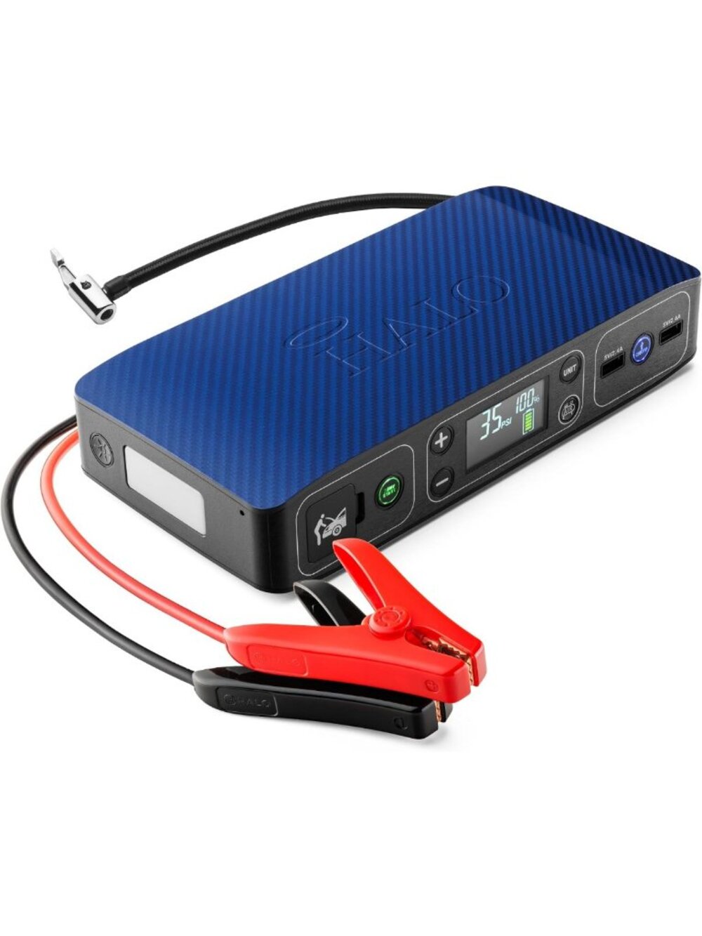 Portable Car Jump Starter & Air Compressor | 100 PSI, USB Power Bank, Emergency
